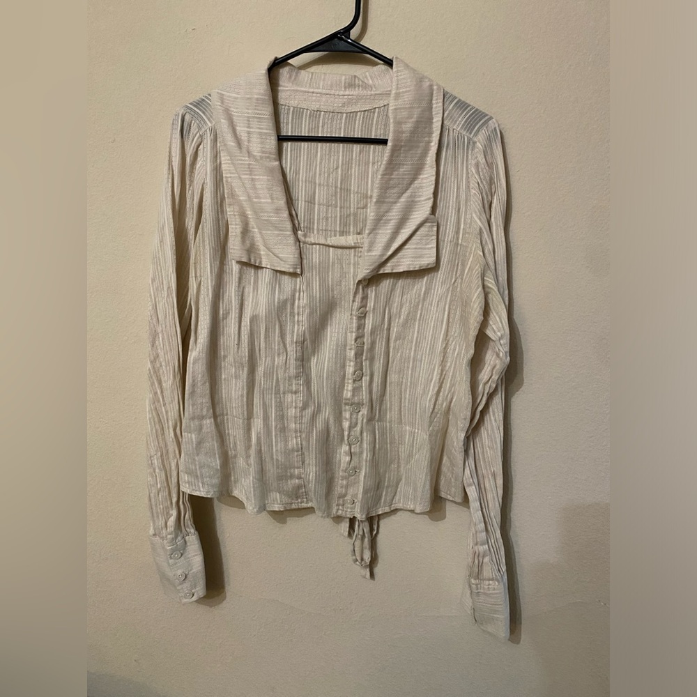 Button Down Sheer Delicate Tie Top